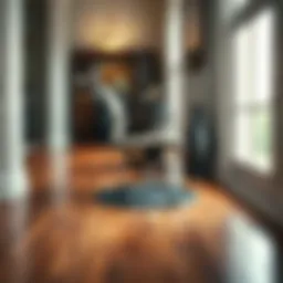 Elegant hardwood floor with chair protector in use