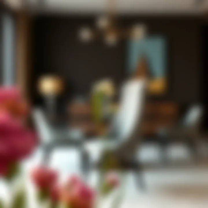 Elegant high back fabric dining chair in a modern setting