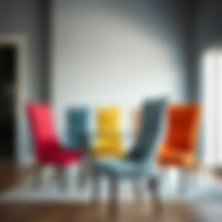 Variety of high back fabric dining chairs showcasing different colors