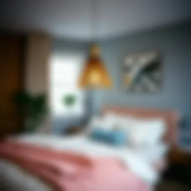 Artistic Pendant Light as a Focal Point Artistic pendant light enhancing bedroom style