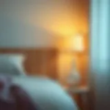 Warm Illumination from a Designer Table Lamp Elegant bedside lamp creating a warm glow