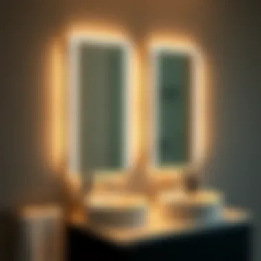 Brightly Lit Vanity with LED Mirrors Brightly lit vanity with stylish LED mirrors for enhanced functionality