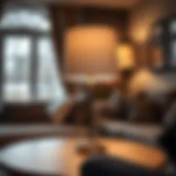 Elegant table lamp casting a warm glow in a cozy living room