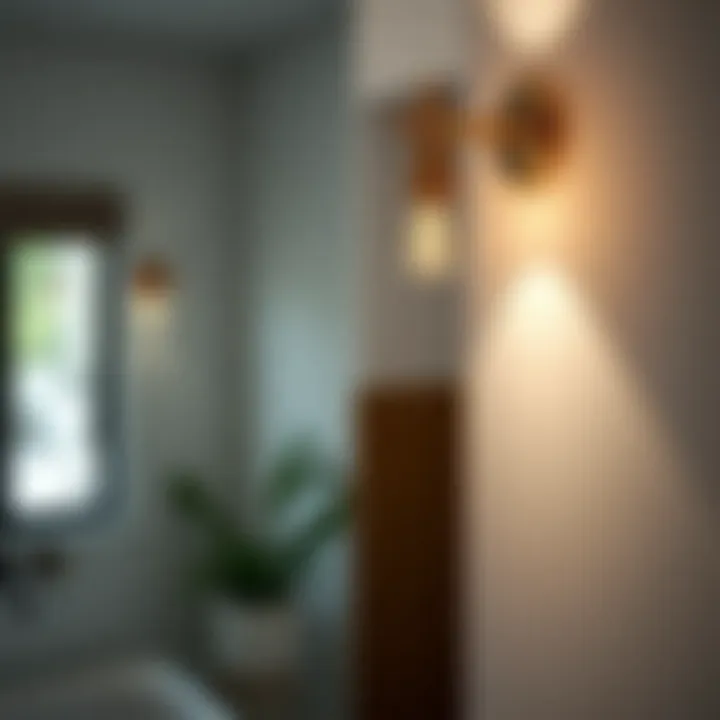 Elegant Wall-Mounted Sconce Elegant wall-mounted sconce illuminating a modern bathroom