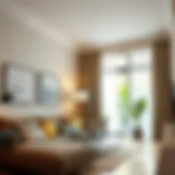 Elegant wood curtain rod in a contemporary living room setting