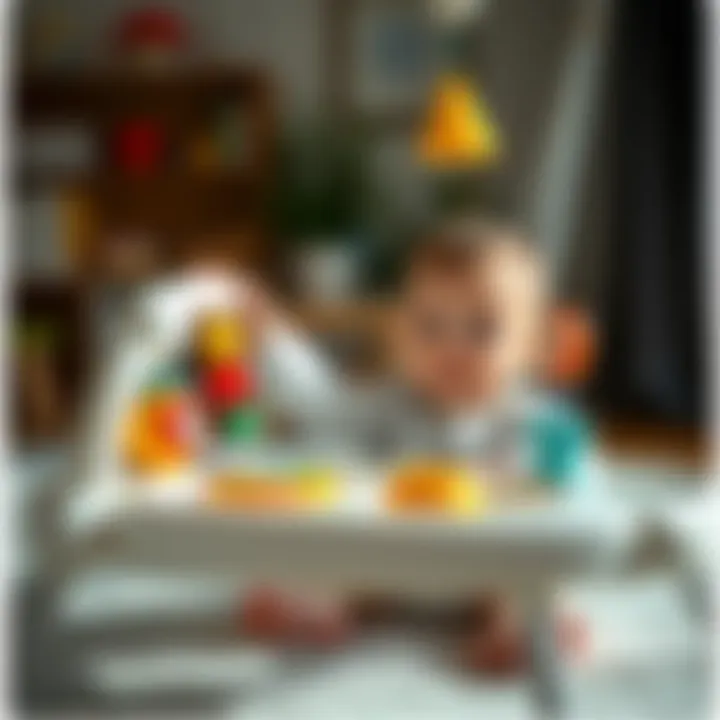 Infant developing motor skills while reaching for toys