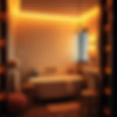 Inviting Ambience with Warm LED Illumination Warm LED lights creating a cozy bathroom atmosphere
