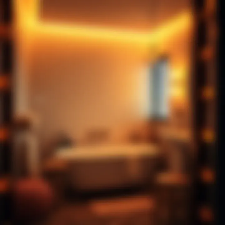 Inviting Ambience with Warm LED Illumination Warm LED lights creating a cozy bathroom atmosphere
