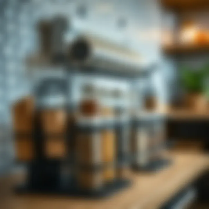 Luxury spice rack with glass jars