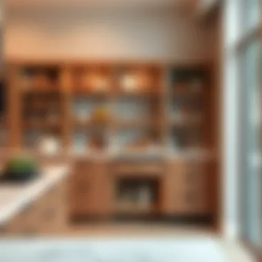 Custom-built rolling pantry shelves in a contemporary kitchen setting