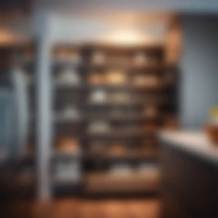 Sleek design of rolling pantry shelves showcasing storage efficiency