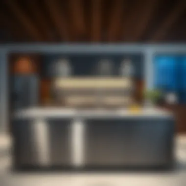 Contemporary kitchen island featuring stainless steel appliances