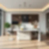 Elegant modern kitchen island with marble countertop