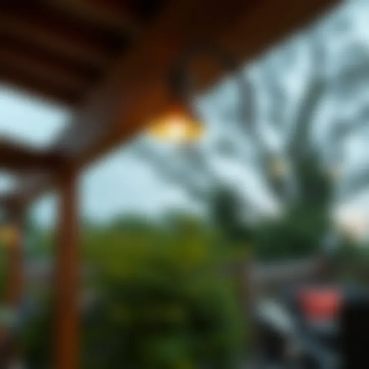 Patio Lighting with Energy Efficiency Energy-efficient gooseneck fixture glowing over a patio