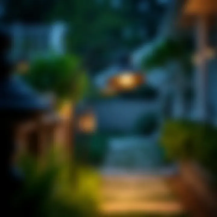 Illuminated Garden Path Elegant large gooseneck outdoor light illuminating a garden path