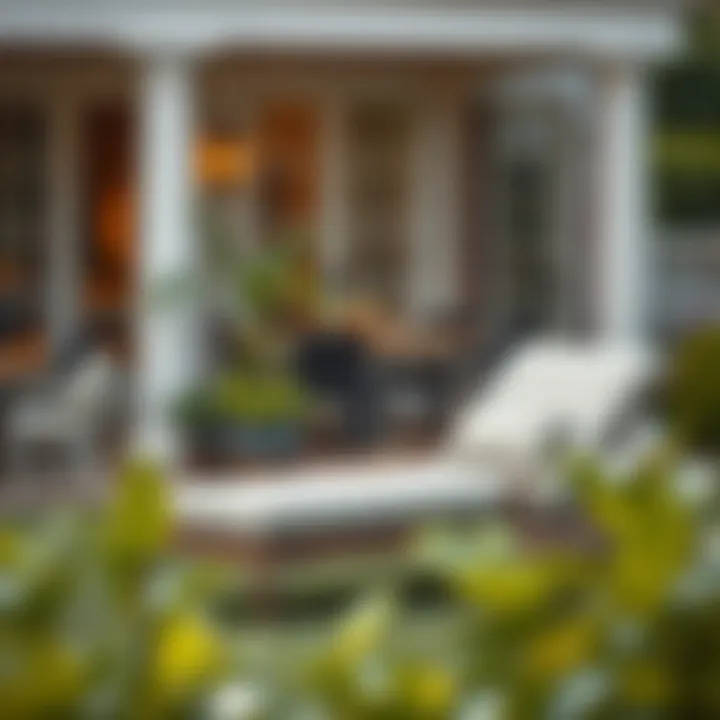 Elegant outdoor setting featuring a classic lawn chaise lounge chair