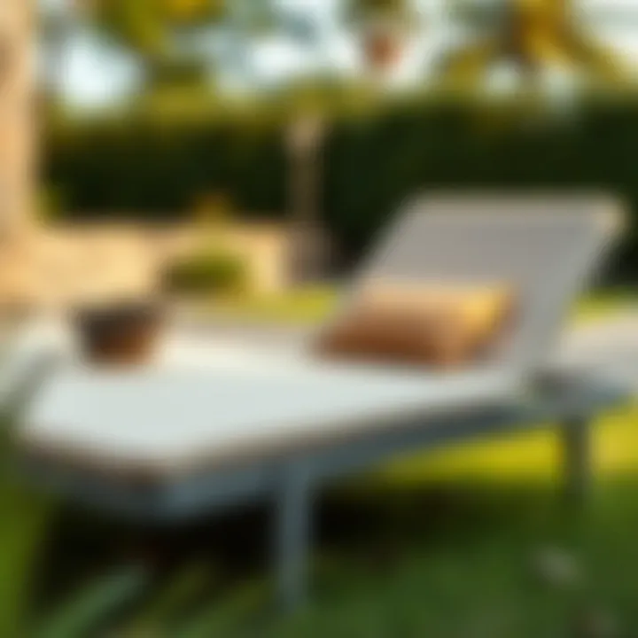 Close-up of a modern lawn chaise lounge showcasing premium materials