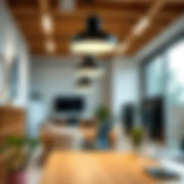 Modern LED fixtures showcasing energy efficiency