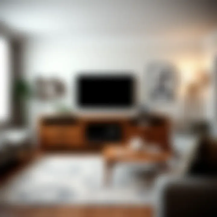 Stylish Living Room with Storage Stylish living room featuring a wooden TV stand with ample storage