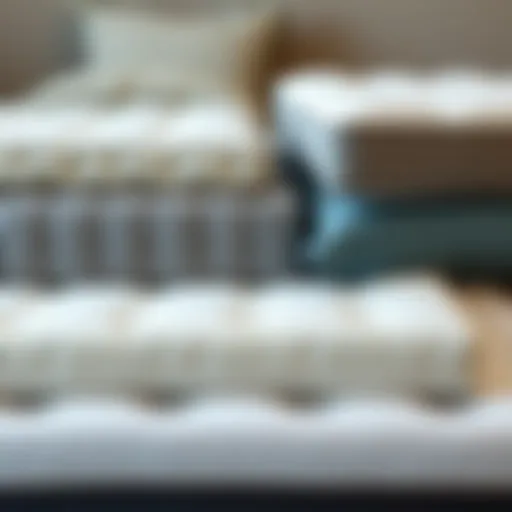 Different types of mattress cushions showcasing various materials and designs