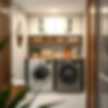 Aesthetic small laundry room showcasing modern design choices