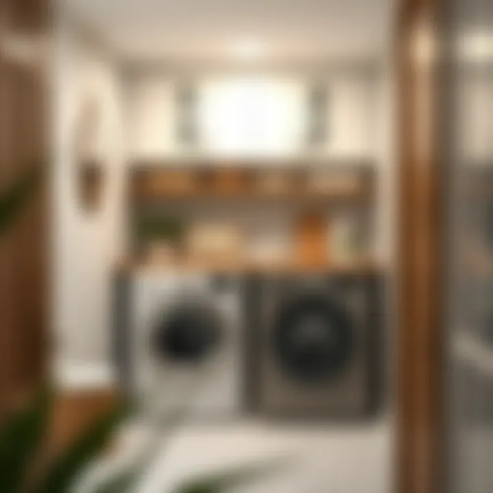 Aesthetic small laundry room showcasing modern design choices