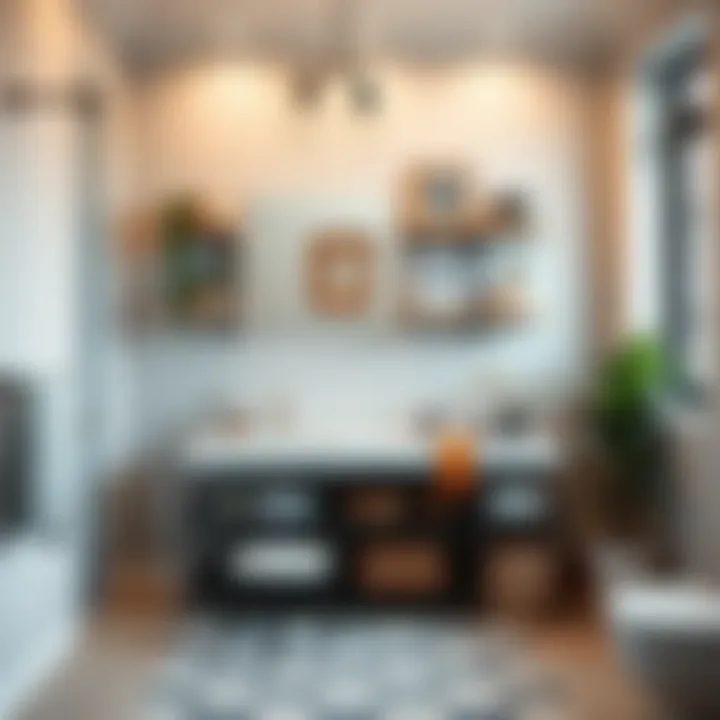 Smart Shelving Solutions in a Contemporary Bathroom Chic bathroom featuring smart shelving solutions for storage and decor