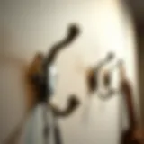 Stylish Metal Coat Hooks Stylish metal coat hooks mounted on a wall