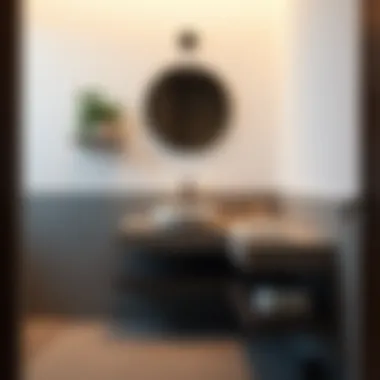 Minimalist Aesthetic in Bathroom Sinks Stylish bathroom featuring a minimalist sink with shelves