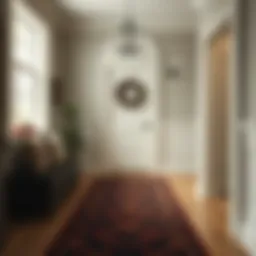 Elegant mudroom featuring a stylish runner rug