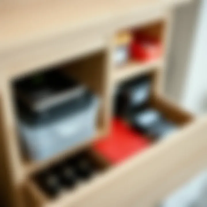 Close-up of drawer interiors showcasing efficient organization