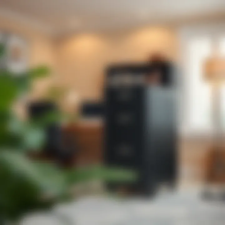 Mobile filing cabinet in a cozy home office setting