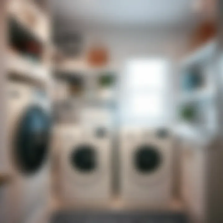 A well-organized laundry room with integrated storage