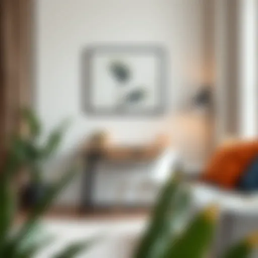 Stylish compact desk in a modern living room