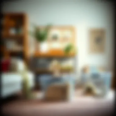 Creative uses of clear storage bins in a stylish room setting.