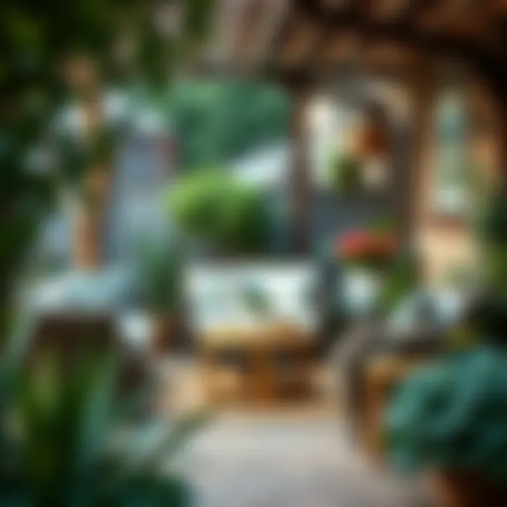 A cozy patio set adorned with plants