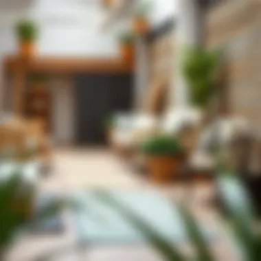 Showroom Display of Diverse Outdoor Patio Mats Various outdoor patio mats displayed in a showroom