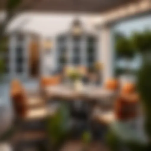 Sophisticated Outdoor Dining Experience Elegant outdoor dining setting with stylish table and chairs