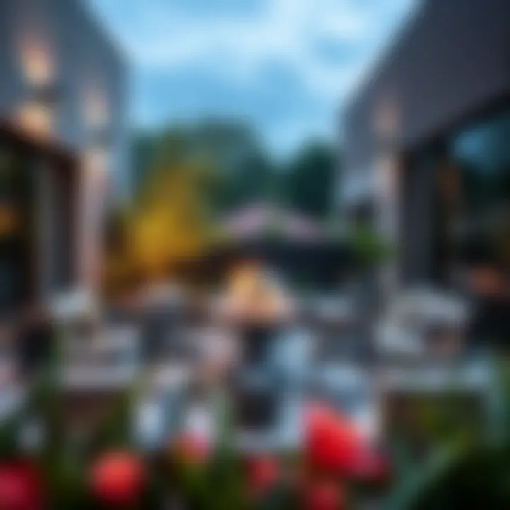 Modern minimalist outdoor furniture on a patio