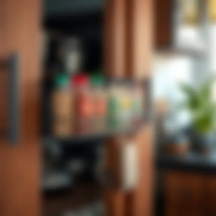 Organized Spices on Over Door Rack Organized spices on an over door kitchen rack