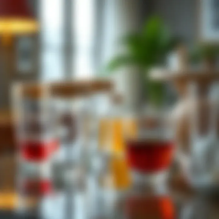 Personalized glass tumblers arranged aesthetically on a table