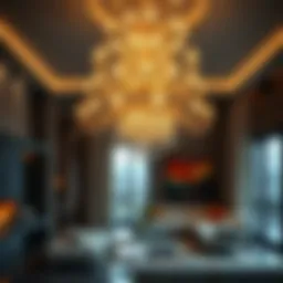 Stunning poly chandelier illuminating a modern living space