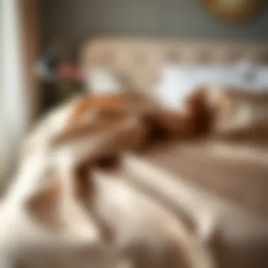 Luxurious Satin Bedspread Luxurious satin bedspread draped elegantly across a bed