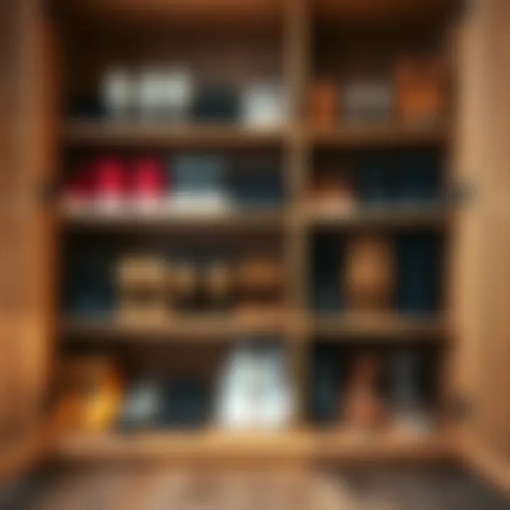 Clean and tidy shoe cabinet with neatly arranged footwear