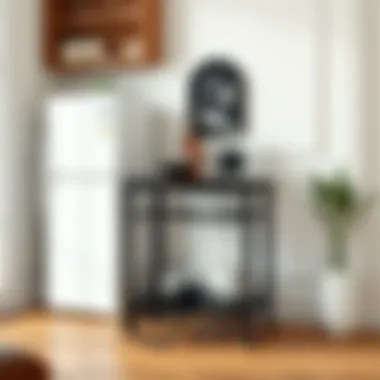 Minimalist Black Kitchen Cart Elegant small black kitchen cart with a minimalist design