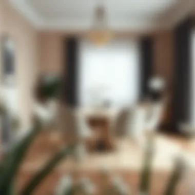 Chic Dining Room Layout An elegant dining room layout featuring a compact table with chic chairs