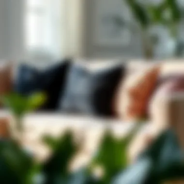 Elegant arrangement of soft black throw pillows on a chic sofa