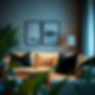 Stylish living room featuring soft black throw pillows as focal points