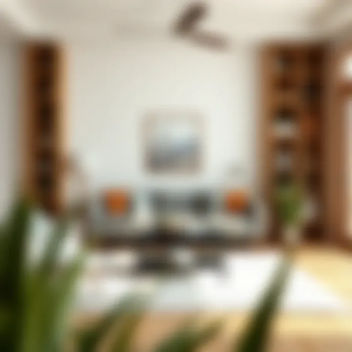 Customizable wooden storage racks in a cozy living room