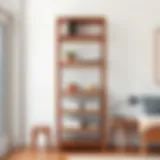 Elegant wooden storage rack showcasing minimalist design